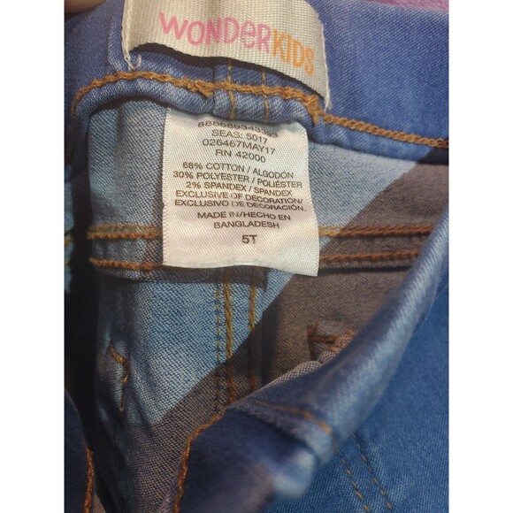Wonderkids Emoji Patch Jeans Size 5T Toddler Girls Elastic Waist - Picture 8 of 9
